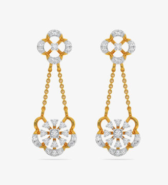 Diamond Yellow Gold 22kt Dangle Earring